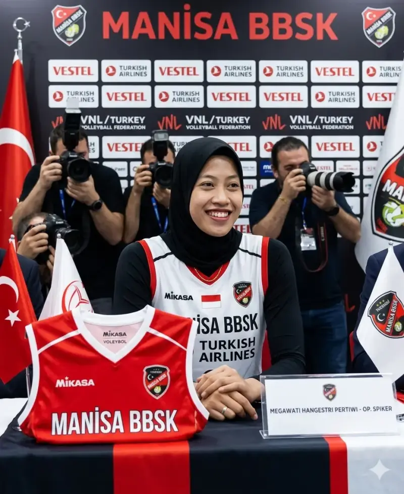 resmi nya Megawati hangesti menjadi pemain klub bola voli Turki Manisa BBSK